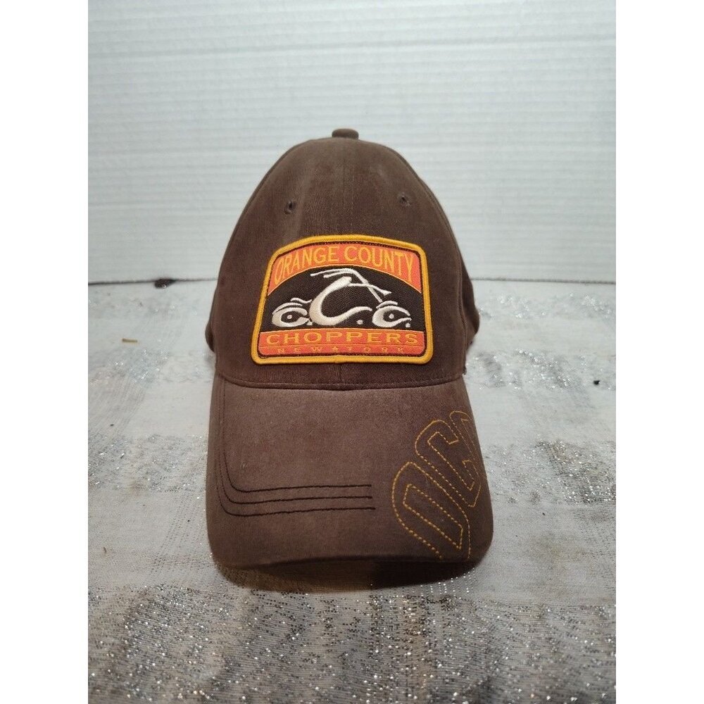 Bio-domes Headgear Orange County‎ Choppers Hat OSFA Brown Yellow Bike Motorcycle